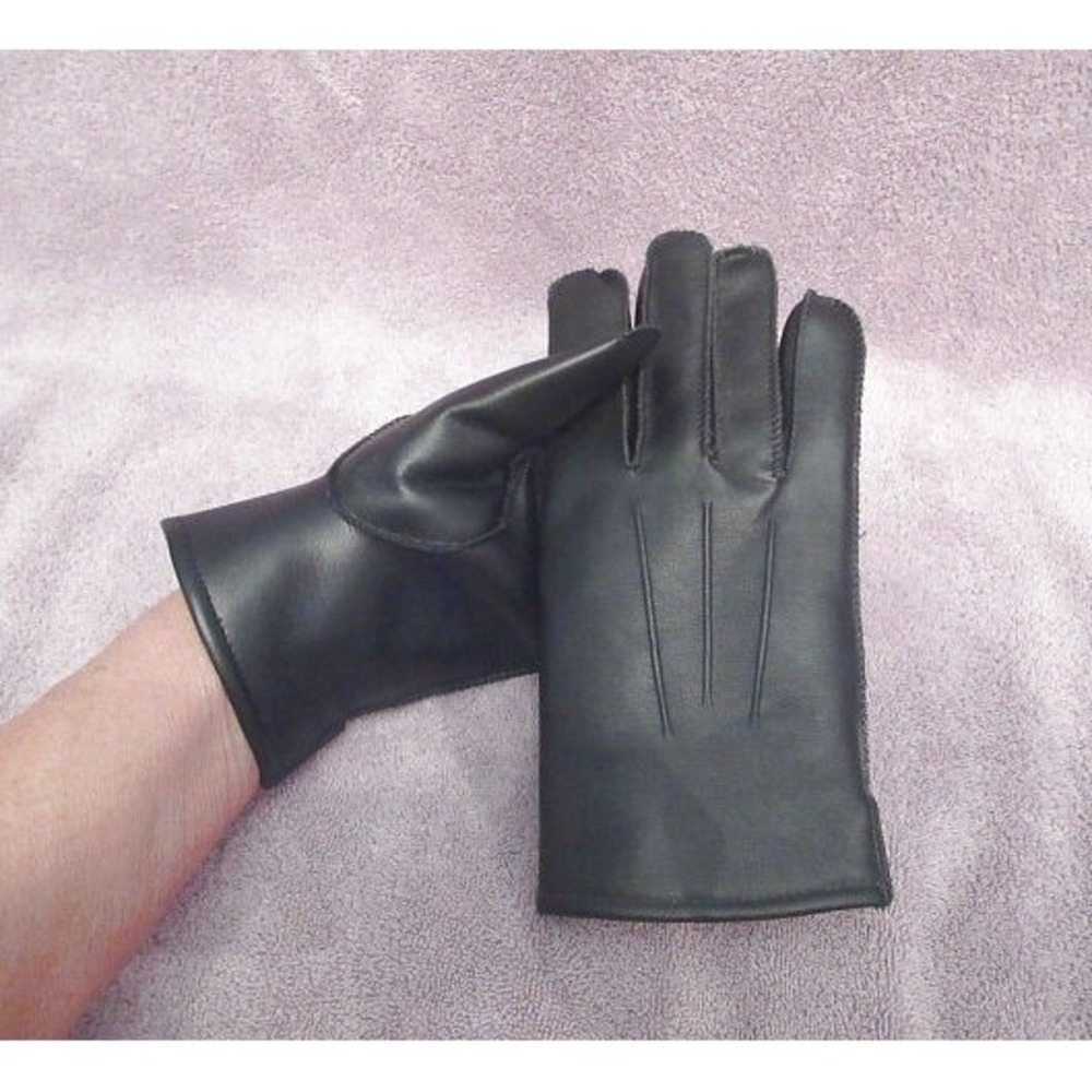 Vtg Jelmin Lined Gloves Mens M Black Nylon Driving Winter Minimalist Neutral 80s
